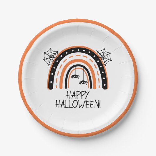 Boho Regenbogen Frohes Halloween Pappteller (Vorderseite)
