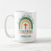 Boho Regenbogen Fröhlich und Hell Weihnachten Kaffeetasse (Links)