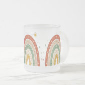 Boho-Regenbogen-Frosted-Glas-Kaffeetasse oder süße Mattglastasse (VorderseiteRechts)