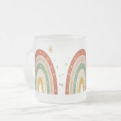 Boho-Regenbogen-Frosted-Glas-Kaffeetasse oder süße Mattglastasse (Vorderseite Links)