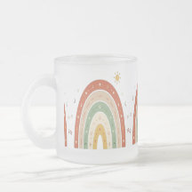 Boho-Regenbogen-Frosted-Glas-Kaffeetasse oder süße