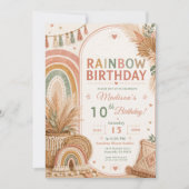 Boho-Regenbogen-Geburtstagsfeier Einladung (Vorderseite)