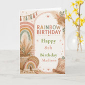 Boho-Regenbogen-Geburtstagsfeier Karte (Gelbe Blume)