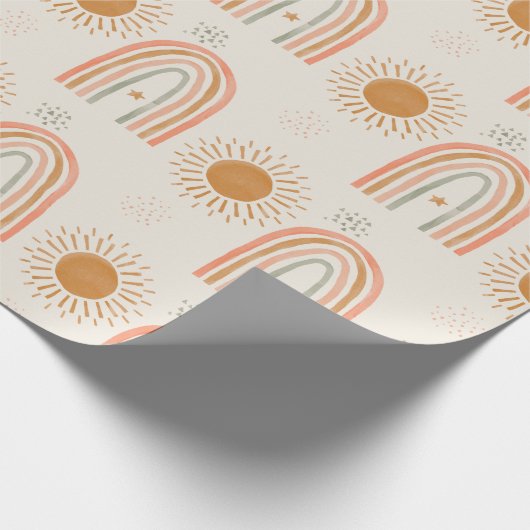 Boho Regenbogen Geschenkpapier (Ecke)