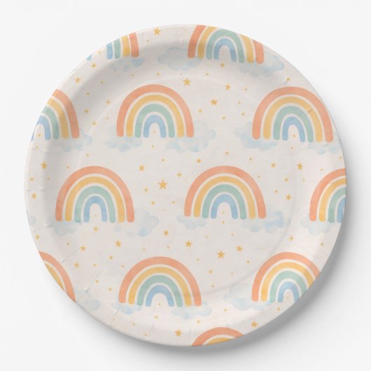Boho-Regenbogen-Geschlecht-Reveal-Papierteller Neu Pappteller (Vorderseite)