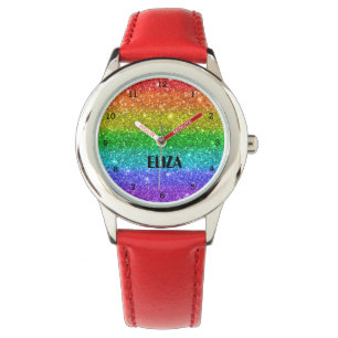 Boho Regenbogen Glitter Süße Mädchen Rosa Kinder Armbanduhr