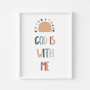 Boho Regenbogen Gott ist mit mir Poster