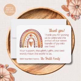 Boho-Regenbogen-Herbst-Dankeskarten Baby Shower Mitteilungskarte