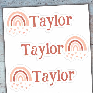 Boho Regenbogen-Herzen Name Vinyl-Aufkleber - Set Aufkleber