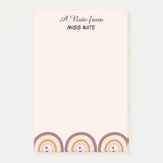 Boho-Regenbogen-Herzen Personalisierte Lehrer-Post Post-it Klebezettel