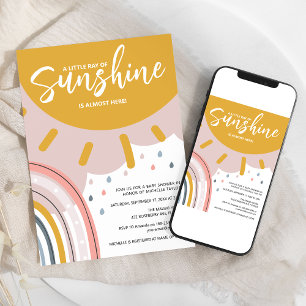 Boho-Regenbogen Kleiner Sonnenschein-Baby-Party Einladung
