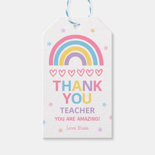 Boho-Regenbogen-Lehrerdankeschön-Geschenk-Anhänger Geschenkanhänger (Vorderseite)