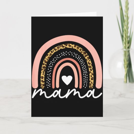 Boho Regenbogen Mama Leopard Muttertag Niedliche M Karte (Vorderseite)