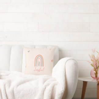 Boho-Regenbogen-Minimalist-Pastell-Kunstkissen. Kissen