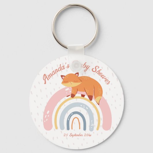 Boho Regenbogen mit Schlaffox Babydusche Schlüsselanhänger (Vorderseite)