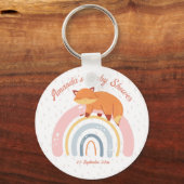 Boho Regenbogen mit Schlaffox Babydusche Schlüsselanhänger (Vorderseite)
