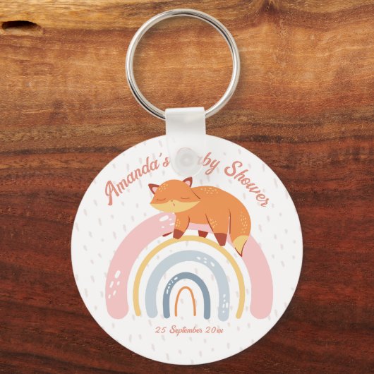 Boho Regenbogen mit Schlaffox Babydusche Schlüsselanhänger (Vorderseite)