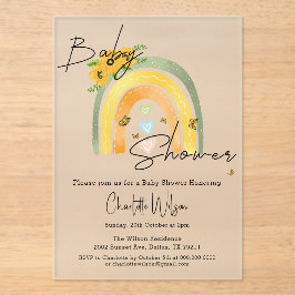 Boho Regenbogen mit Sonnenblumen Babydusche Acryleinladungen