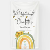 Boho Regenbogen mit Sonnenblumen Babydusche Banner (Vertikal)