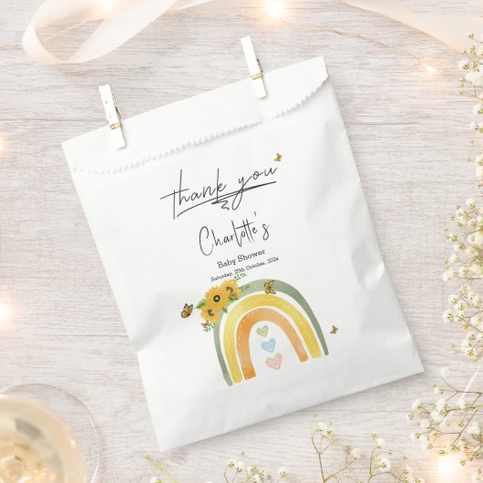 Boho Regenbogen mit Sonnenblumen Babydusche Geschenktütchen (Ausgeschnitten)