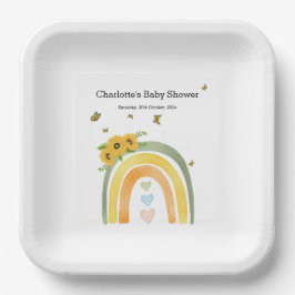 Boho Regenbogen mit Sonnenblumen Babydusche Pappteller