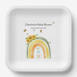 Boho Regenbogen mit Sonnenblumen Babydusche Pappteller