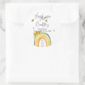 Boho Regenbogen mit Sonnenblumen Babydusche Runder Aufkleber (Tasche)