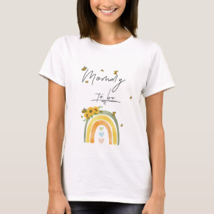 Boho-Regenbogen mit Sonnenblumen für werdende Mütt T-Shirt