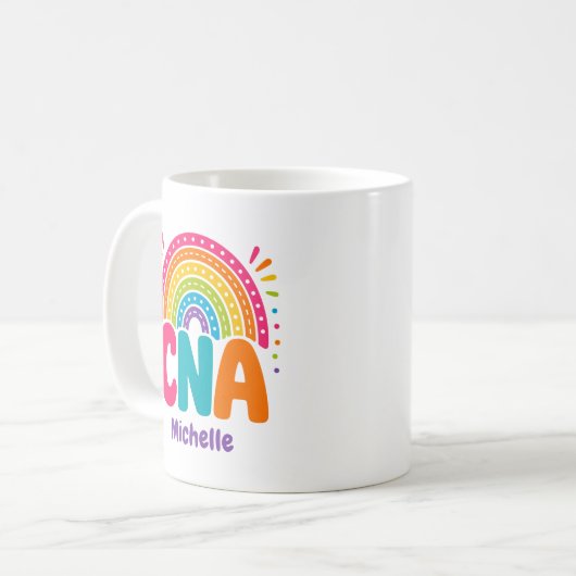 Boho Regenbogen Monogramm CNA Kaffeetasse (Vorderseite Links)