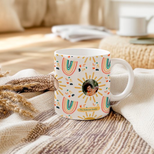 Boho-Regenbogen-Morgen-Sonnenlicht-Familien-Fotoco Kaffeetasse