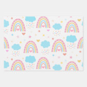 Boho Regenbogen Muster mit Wolken pastellfarben Geschenkpapier Set (Vorderseite 3)