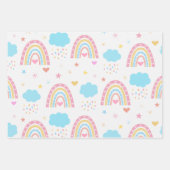 Boho Regenbogen Muster mit Wolken pastellfarben Geschenkpapier Set (Vorderseite 2)