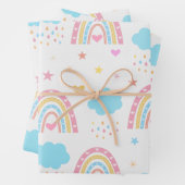 Boho Regenbogen Muster mit Wolken pastellfarben Geschenkpapier Set (Beispiel)