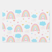 Boho Regenbogen Muster mit Wolken pastellfarben Geschenkpapier Set (Vorderseite)