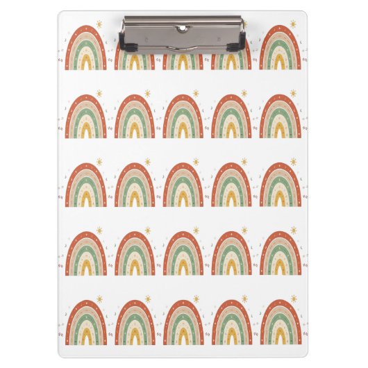Boho-Regenbogen-Muster-Schlips Klemmbrett (Vorderseite)