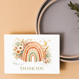 Boho-Regenbogen neutrale Babyparty Dankeskarte