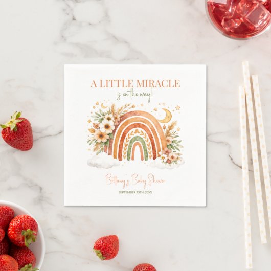 Boho-Regenbogen neutrale Babyparty  Serviette (Beispiel)