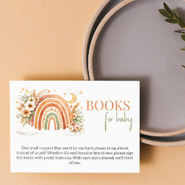 Boho-Regenbogen-Neutrale Babyshower-Bücher für Bab Begleitkarte