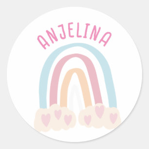 Boho Regenbogen Rosa Kindernahrung Runder Aufkleber