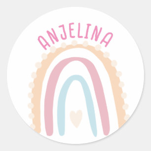 Boho Regenbogen Rosa Kindernahrung Runder Aufkleber