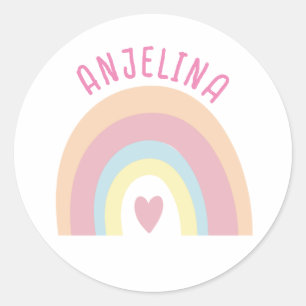 Boho Regenbogen Rosa Kindernahrung Runder Aufkleber