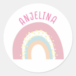 Boho Regenbogen Rosa Kindernahrung Runder Aufkleber