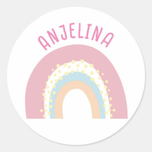 Boho Regenbogen Rosa Kindernahrung Runder Aufkleber