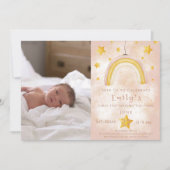 Boho Regenbogen rosa Magie Staub Goldsterne Party Einladung (Vorderseite)