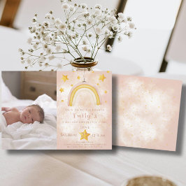 Boho Regenbogen rosa Magie Staub Goldsterne Party Einladung