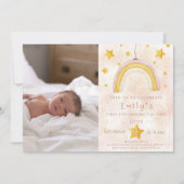 Boho Regenbogen rosa Magie Staub Goldsterne Party Einladung (Vorderseite)