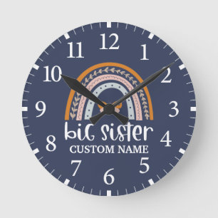 Boho Regenbogen & Schmetterling Personalisierte Gr Runde Wanduhr