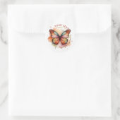 Boho-Regenbogen-Schmetterlingskunst Runder Aufkleber (Tasche)