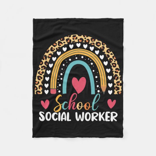 Boho Regenbogen Schule Schulsozialarbeiter  Fleecedecke (Vorderseite)
