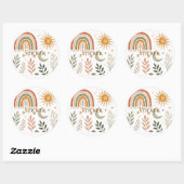Boho-Regenbogen-Sonne-Mond-Botanik-Aufkleberbogen Runder Aufkleber (Blatt)
